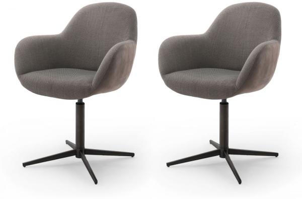 2 x Stuhl Melrose cappuccino Kreuzfuß drehbar, Gestell Metall schwarz