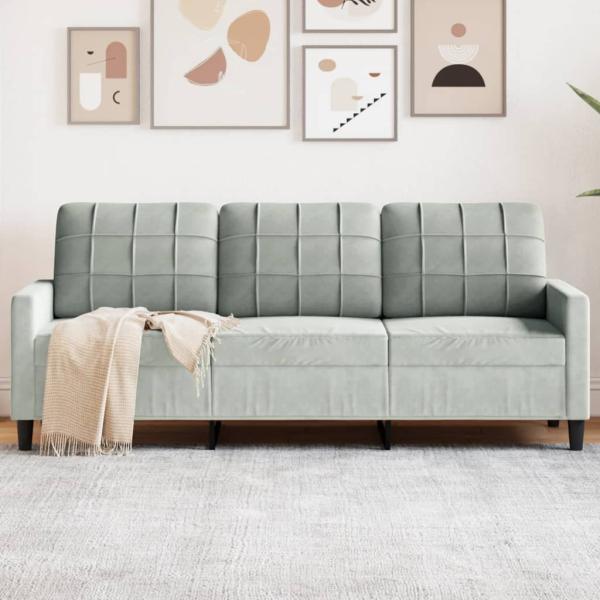 vidaXL 3-Sitzer-Sofa Hellgrau 180 cm Samt 4007634