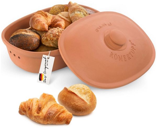 RÖMERTOPF Römertopf Brottopf oval MAXI 6,5 Liter - Keramik Brotkasten, (Set), aus Naturton