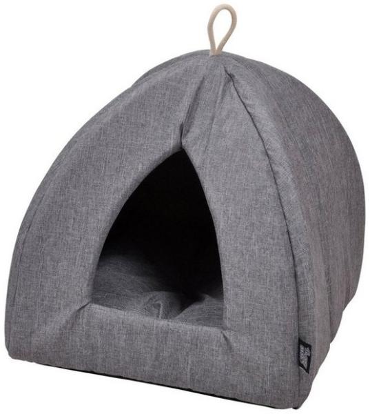 dynamic24 Haustier Katzen Nest Haus Bett Iglu Katzenhöhle Hunde Kissen Hundekorb Hundebett, 35x38x35cm, Grau