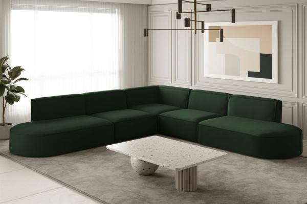 Ecksofa Designersofa PALMA in Stoff Opera Velvet Grün Seite Universal