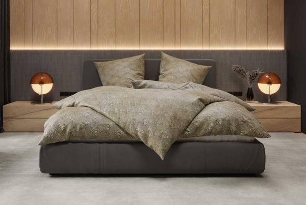 Mako Satin Bettwäsche orientalisch Dots anthrazit Garnitur 135x200 + 80x80