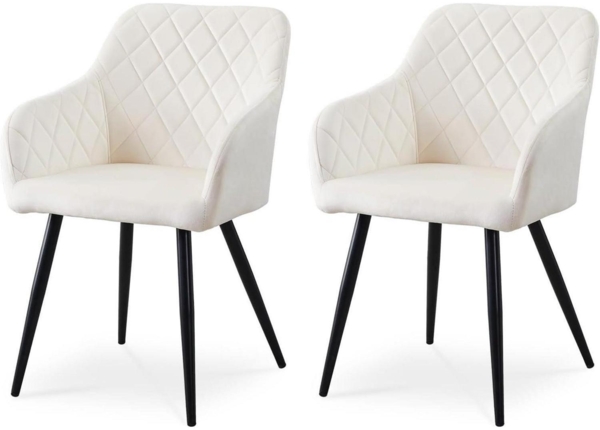 CLIPOP Esszimmerstühle 2er Set Samt Bezug Armlehne Metallbeine