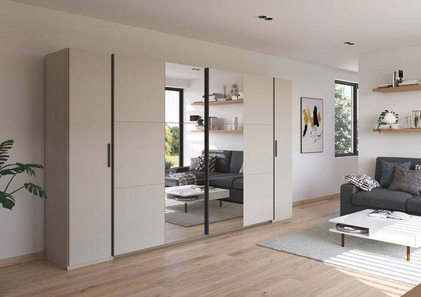 rauch Schwebetürenschrank Kleiderschrank Drehtürenschrank Schrank Garderobe KRONACH TOPSELLER (in 3 Ausstattungen BASIC/CLASSIC/PREMIUM, Breiten 225/268/311/354 cm) Kombischrank optional mit 1 oder 2 Spiegel viele Böden MADE IN GERMANY