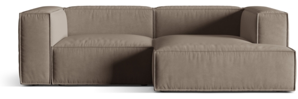 Micadoni Ecksofa Nuria 3-Sitzer Rechts Samt Warmes Grau