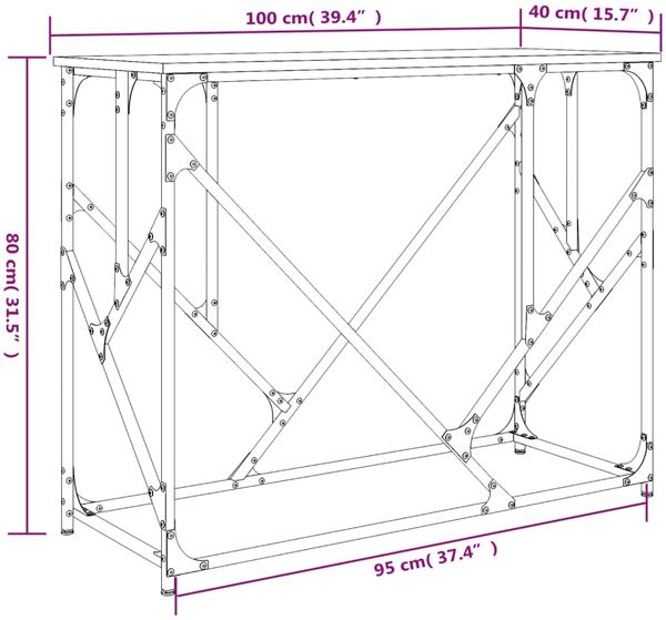 vidaXL Konsolentisch Grau Sonoma 100x40x80 cm Holzwerkstoff 834118 Bild 9