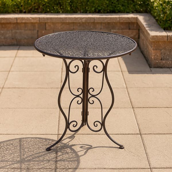 HTI-Line Gartentisch Gartentisch Lani Braun (Stück, 1-St, 1 Gartentisch), Metalltisch nostalgisch Ø 60 cm Braun