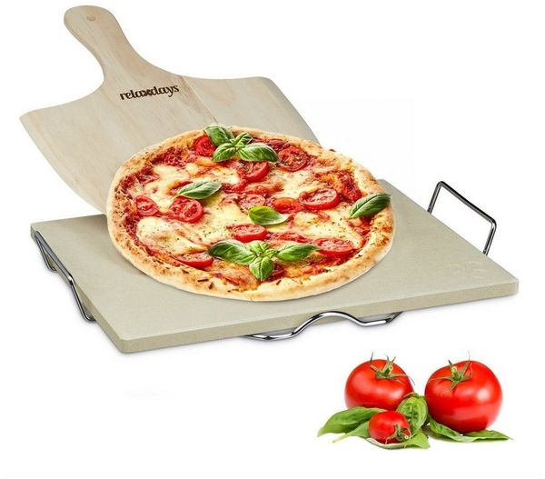 relaxdays Pizzastein Set 1,5 cm, Cordierit