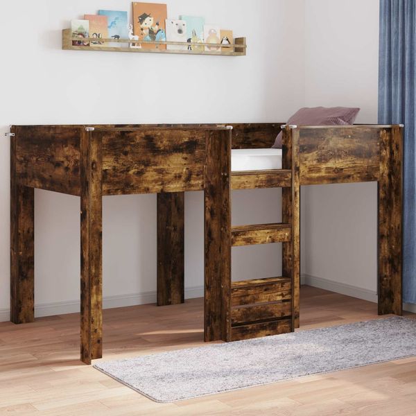 vidaXL Etagenbett für Kinder Geräucherte Eiche 80x200 cm 3410487