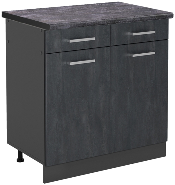 Küchenunterschrank R-Line Schwarz Beton 80 cm AP Anthrazit Vicco