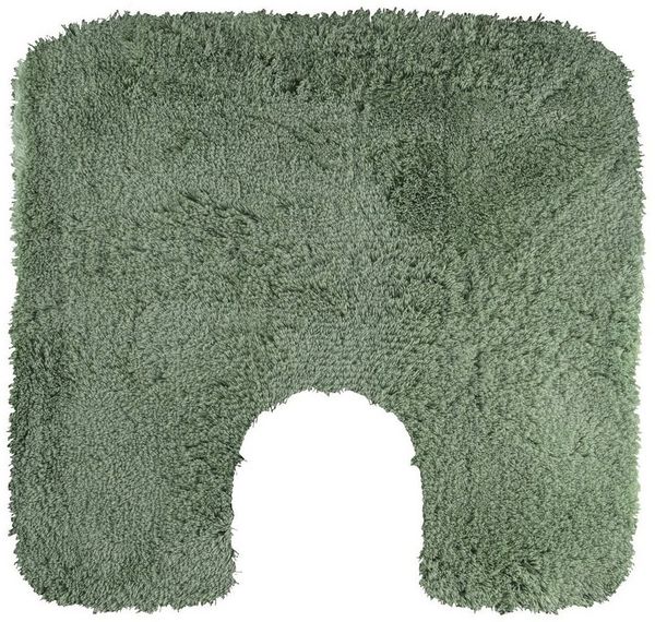 spirella Badematte Bree | kuscheliger Hochflor | Rutschfester Badvorleger | viele Größen | waschbar 40° | 55x55 cm mit WC Ausschnitt | Basil Grün