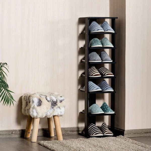 COSTWAY Schuhregal, schmal, höhenverstellbar, 8-stöckig, Holz, 110cm