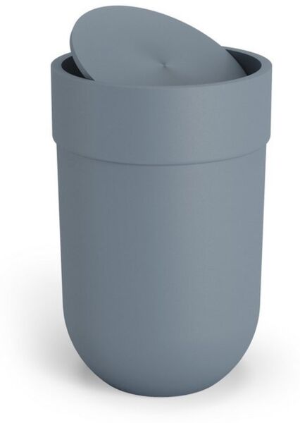 Umbra Abfalleimer mit 6 L Fassungsvermögen und Schwingdeckel – Kosmetikeimer und Papierkorb für Badezimmer und Kleine Räume, Plastic, Schieferblau, 6L