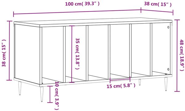 vidaXL Plattenschrank Sonoma-Eiche 100x38x48 cm Holzwerkstoff 831743 Bild 9