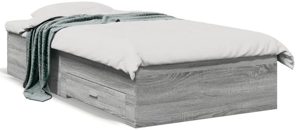 vidaXL Bettgestell mit Schubladen Grau Sonoma 75x190 cm Holzwerkstoff 3280445 Bild 2