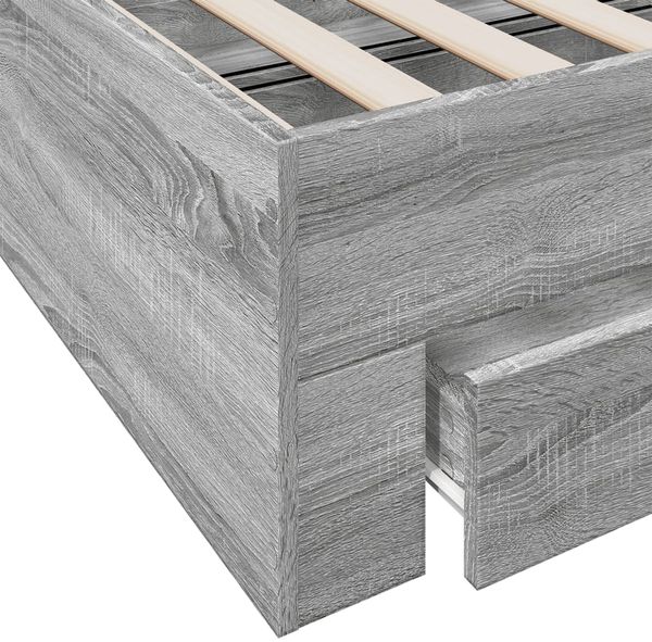 vidaXL Bettgestell mit Schubladen Grau Sonoma 75x190 cm Holzwerkstoff 3280445 Bild 8