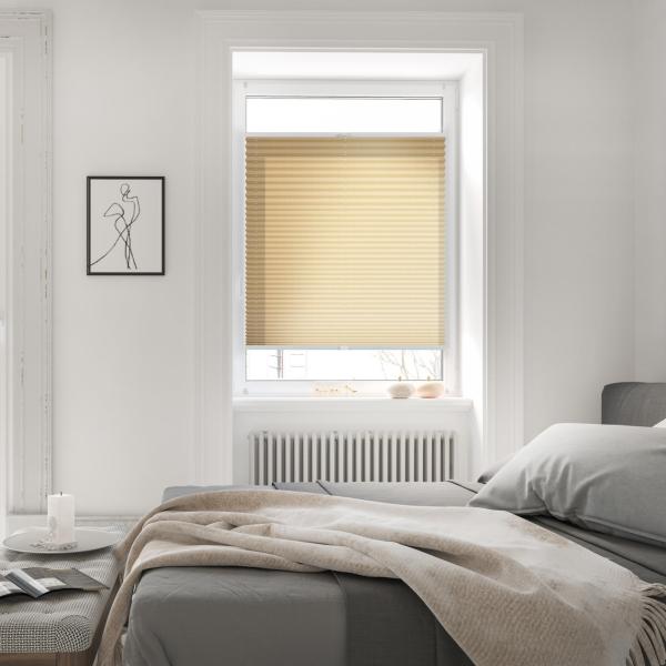 Lichtblick Sonnenschutzsysteme GmbH Thermo-Plissee Ljungby 30 cm x 100 cm (BxL) Beige Tageslicht mit Hitzeschutz; einfache Installation mit Klemmträgern; verspannt