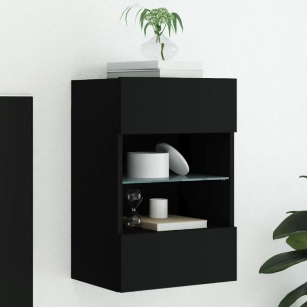 vidaXL TV-Wandschrank mit LED-Leuchten Schwarz 40x30x60,5 cm 837080