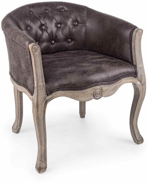 Sessel Diva aus Kunstleder, barock-klassischer Stil, Braun, Gestell aus Kautschukholz