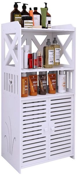 JEOBEST Badkommode Badezimmerschrank, Badschrank, Küchenschrank mit offenem Fach, (1-St, Badregal mit 2 Türen) 40 x 25 x 90 cm