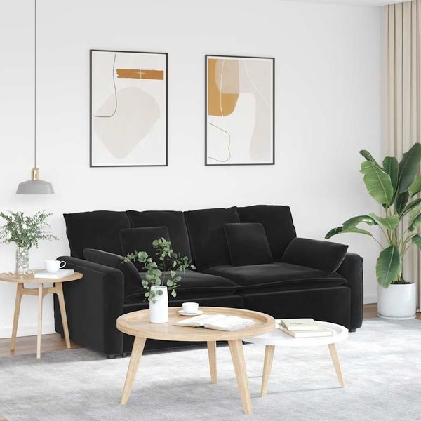 vidaXL Modulares Sofa mit Kissen Schwarz 3321134