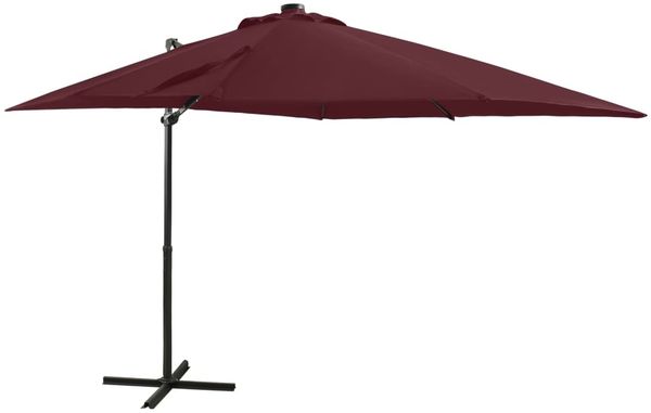 vidaXL Ampelschirm mit LED-Beleuchtung 250 cm Bordeauxrot 312326