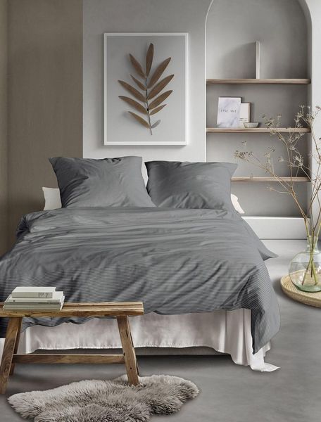 Irisette Mako Satin Bettwäsche Tokio 8607-11 Streifen Grau 135x200