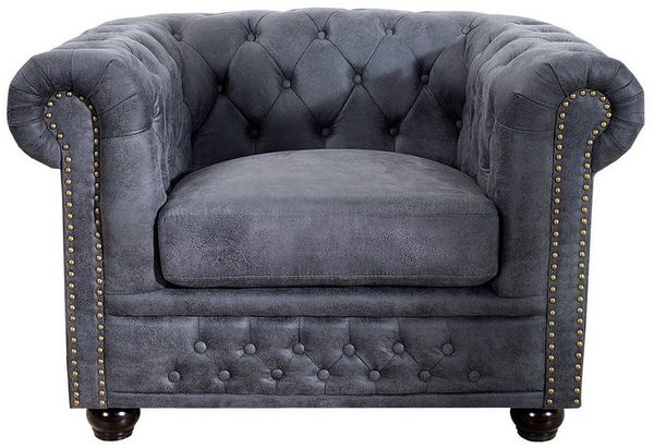 riess-ambiente Chesterfield-Sessel CHESTERFIELD 105cm antik grau (Einzelartikel, 1-St), Wohnzimmer · Microfaser · mit Armlehne · Federkern · Design