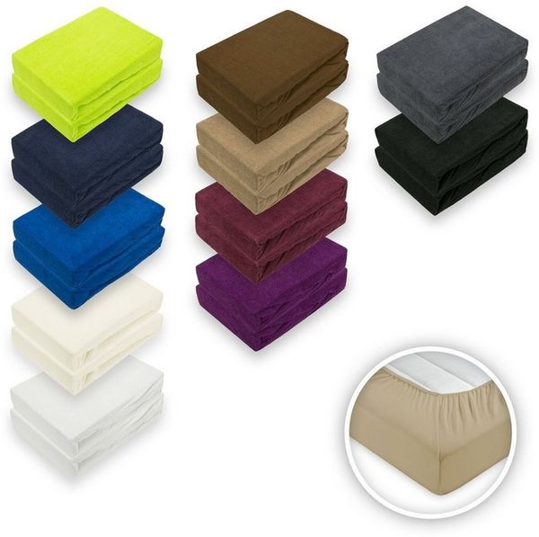 Doppelpack Frottee Spannbettlaken 60 - 70 x 140 cm Sand