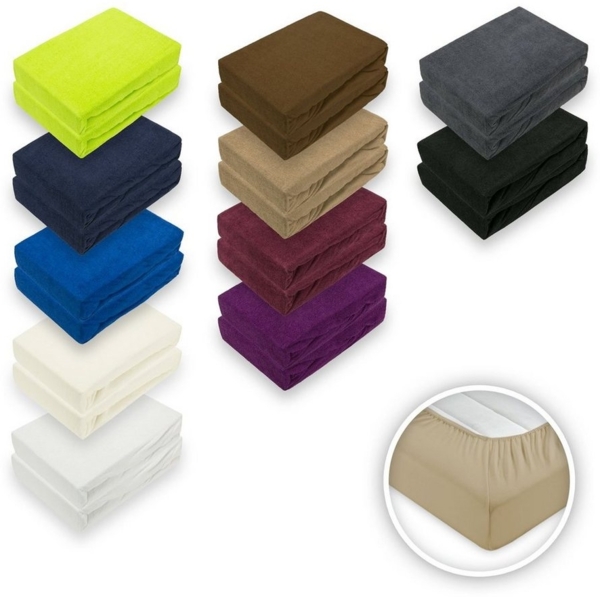 Doppelpack Frottee Spannbettlaken 60 - 70 x 140 cm Sand