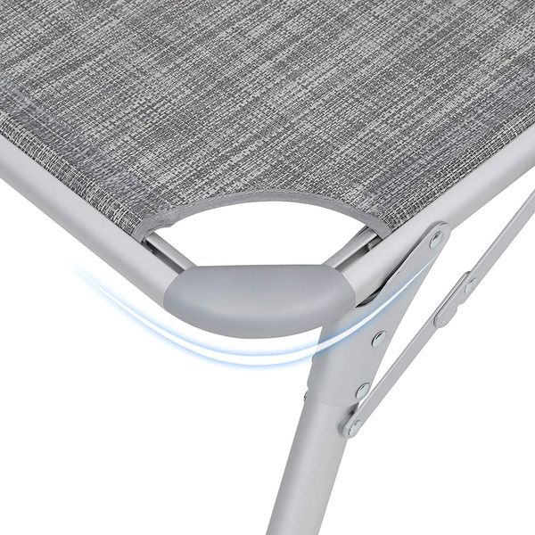 SONGMICS klappbare Sonnenliege, 65 x 200 x 48 cm, bis 150 kg belastbar, Liegestuhl, Gartenliege, extra groß, mit Sonnendach, Rückenlehne verstellbar, grau meliert GCB26TG Bild 6