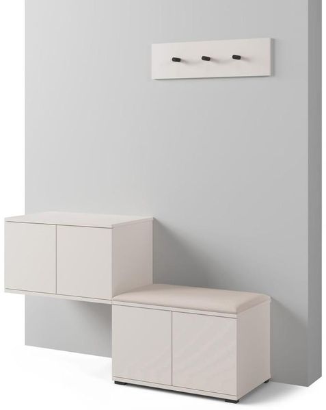 Garderoben-Set Napoli version 7 mit Schuhregal, Ideal für Flur und Eingangsbereich (Cashmere, Trinity 01), 82 x 40 x 140 cm