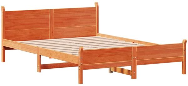 vidaXL Massivholzbett ohne Matratze Wachsbraun 135x190 cm Kiefernholz 3309787 Bild 5