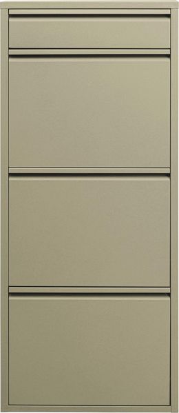 Kare Design Schuhschrank Caruso 3 Plus 1, Khaki, 114,5 x 50 x 15 cm, Schuhkipper, Schuhregal, Schuhablage, 3 Fächer für 6 Paar Schuhe + 1 Fach für Schlüssel, Stahl, Schmal, Eingangsbereich
