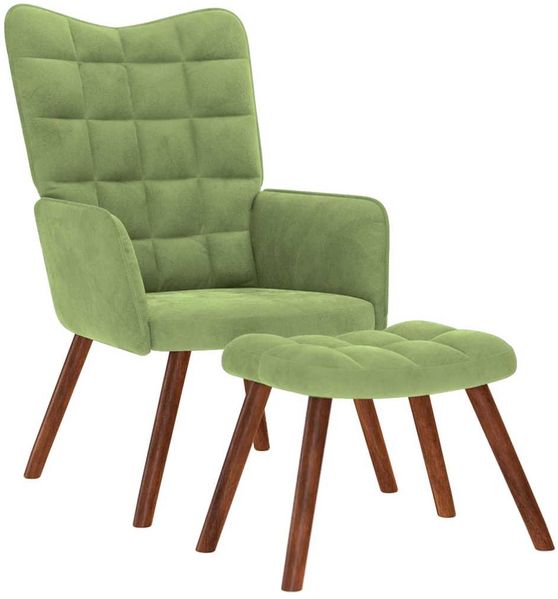 vidaXL Relaxsessel mit Hocker Hellgrün Samt 4016824