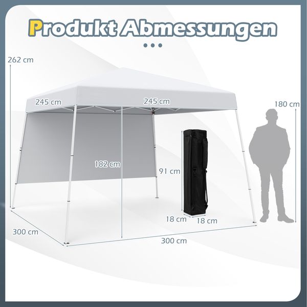 3 x 3 m Pop up Pavillon Faltpavillon Gartenzelt Wasserdicht & Sonnenschutz Gartenpavillon Partyzelt Weiß
