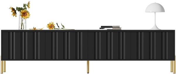 Schwarzes TV-Schrank, 190 cm(L) x 38 cm(W) x 48 cm(H), goldene Tischbeine