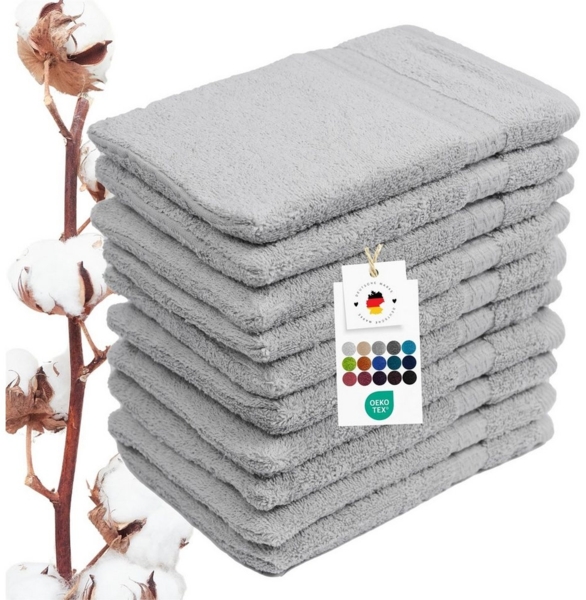 Carpe Sonno Waschhandschuh Waschlappen 10er Set Baumwolle Frottee Gesicht Körper Weich Saugstark, Frottier (Spar-Set, 10-St), 500 g/m² Handwaschlappen mit Aufhängeschlaufe Erwachsene Kinder Baby