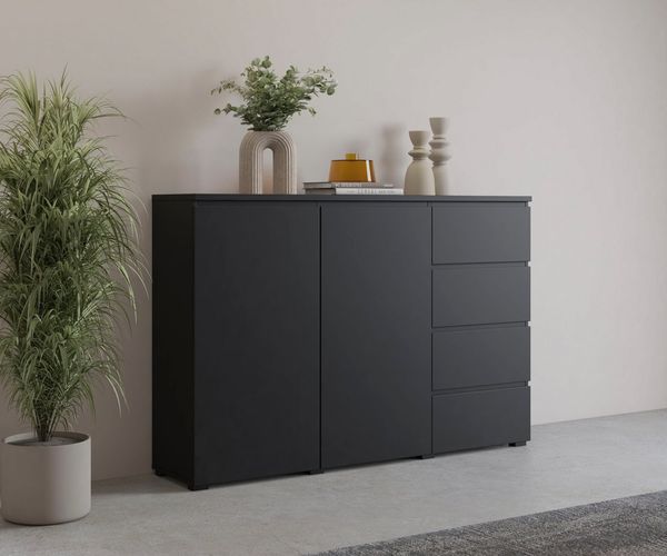 OTTO home Highboard Modo, Breite 150 cm, moderne grifflose Kommode 2Türen/4 SK, Schubladenkommode mit viel Stauraum, Einlegeböden verstellbar
