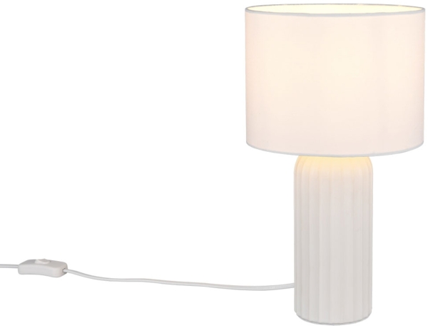 Tischleuchte, Keramik, weiß, E27, Schnurschalter, H 36 cm Bild 7