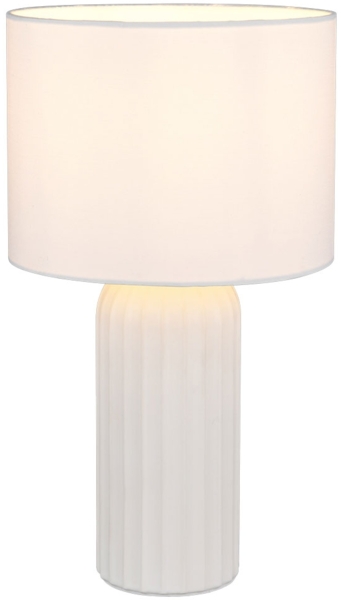 Tischleuchte, Keramik, weiß, E27, Schnurschalter, H 36 cm Bild 9