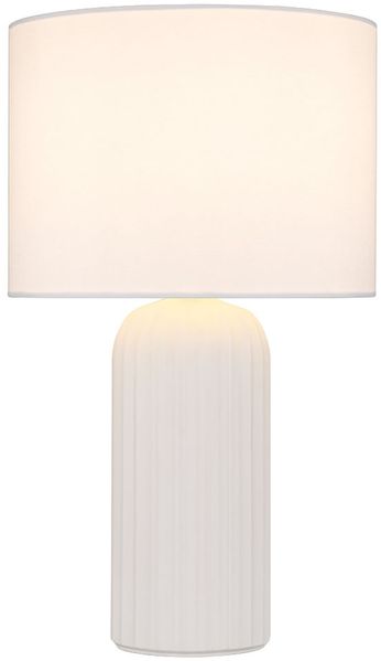 Tischleuchte, Keramik, weiß, E27, Schnurschalter, H 36 cm