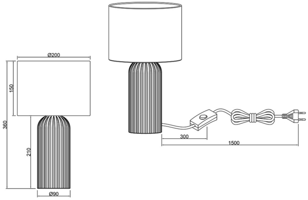 Tischleuchte, Keramik, weiß, E27, Schnurschalter, H 36 cm Bild 10