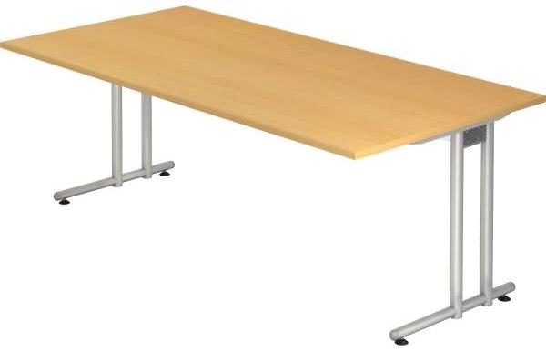 Schreibtisch NS2E C-Fuß 200x100cm Buche Gestellfarbe: Silber