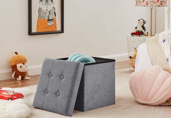 Zedelmaier Sitzbank Sitzbaenk mit Stauraum Sitzhocker Fußbank,Aufbewahrungsbox faltbar (ZD38Lenian), Belastbar bis 300 kg, Spielzeugtruhe mit Stauraum, Deckel abnehmbar