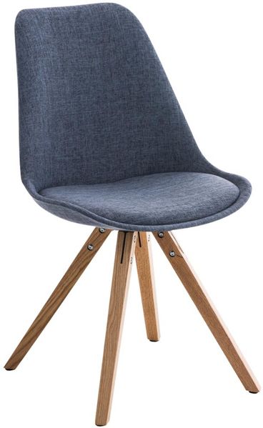 CLP Stuhl Pegleg Stoff Square mit Sitzpolster und eckigen Holzbeinen,blau natura