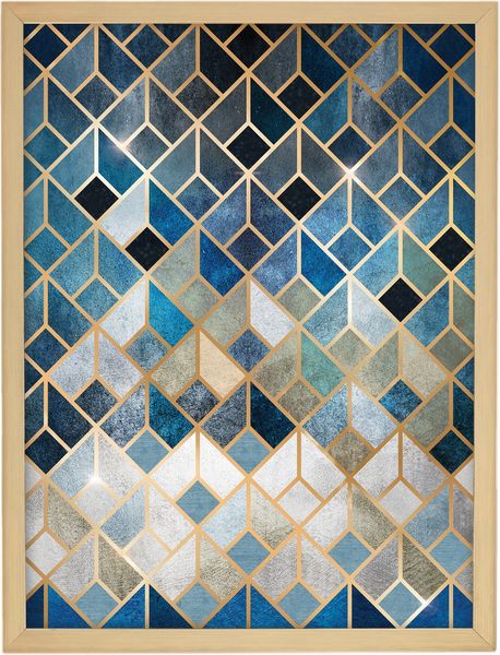 Dekoria Wandbild Geometric 30x40cm gold&navy