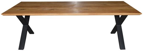 RRR Europe Esstisch X-Gestell Metall/Massives Holz