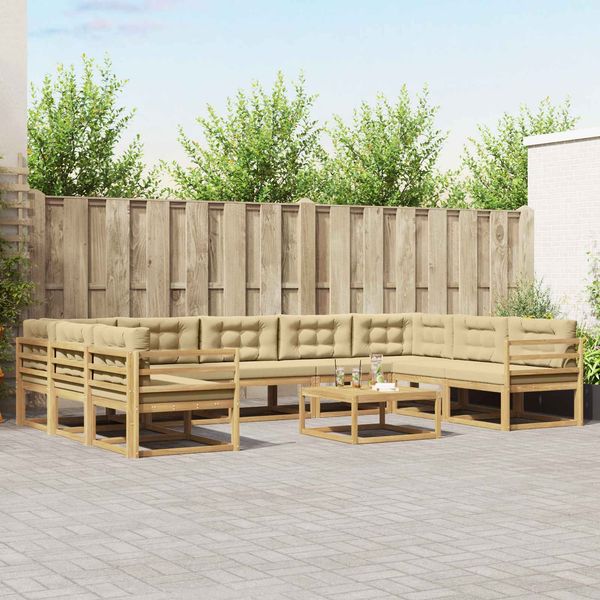 vidaXL Outdoor-Sofagarnitur mit Kissen 10 pcs Weiß und Beige 3387057