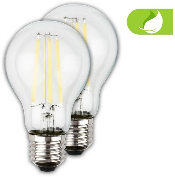 BRILONER - EEK A 2er Set Filament LED Lampe E27 A60, warmweißes Licht, 5W, 1055lm, LED Glühbirne, Leuchtmittel, Birne, Glühlampen, Bulb, 60x106 mm